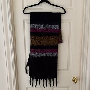 Urban Outfitters Black and Purple Striped Scarf